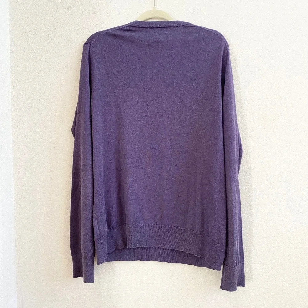 Banana Republic Luxury Blend Mens‎ V Neck Sweater L Silk Cashmere Cotton Purple